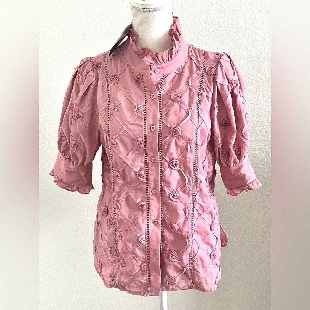Gracia Textured Pink Blouse